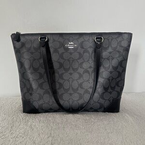 Coach City Tote – Signature Canvas (Gray/Black)